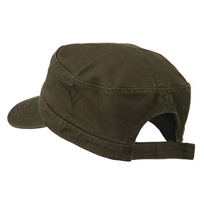 Garment Washed Adjustable Army Cap - color: Dark Olive Green