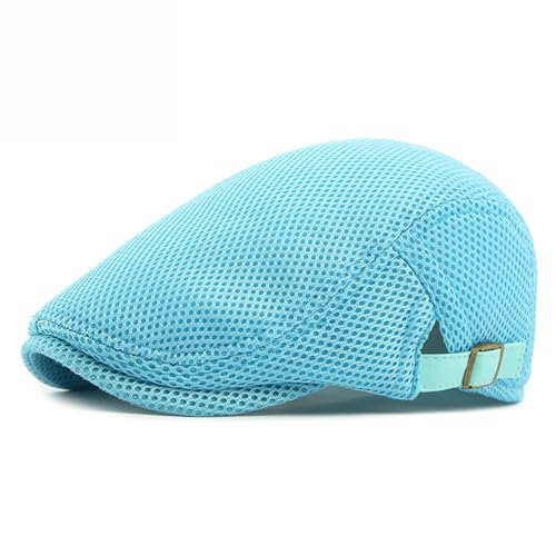 Lifup Unisex Mesh Newsboy Hat Breathable Summer Flat Cap - color: Blue 1