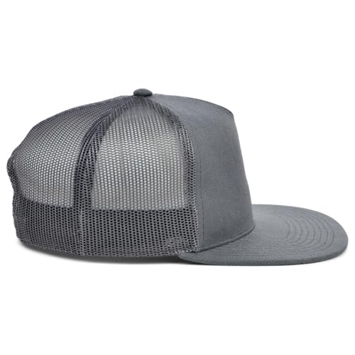 Lids Blank Essential 5-Panel Trucker Adjustable Snapback Hat - color: Charcoal