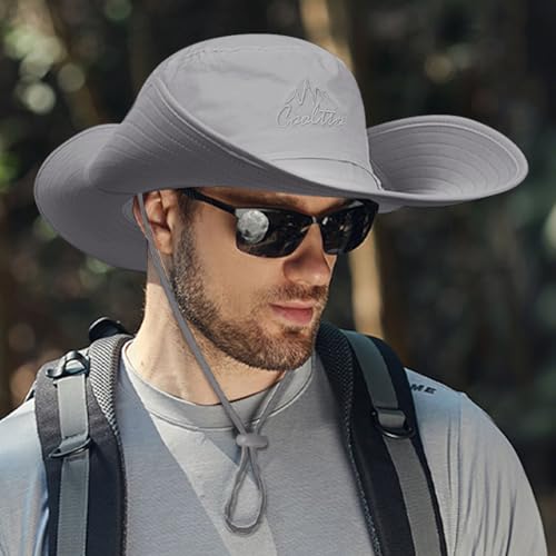 Cooltto L/XL/XXL Wide Brim Sun Hat UPF 50+ UV Protection Boonie Hat - color: 2 Pack Light Grey, size: Medium-Large