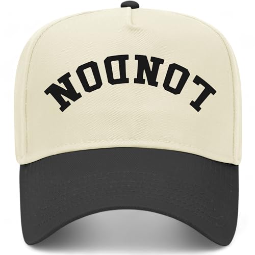London Upside Down Hat | Premium Adjustable Snapback Baseball Vintage Trucker Hat for Men & Women - color: Black/Natural
