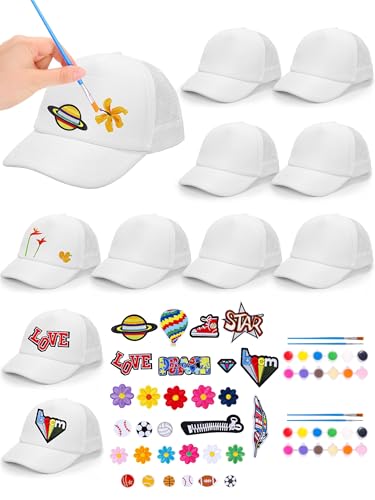 Aneco DIY Blank Trucker Hats Kit Adjustable Baseball Caps - color: White