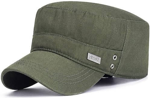Men's Military Cadet Hat Flat Top Newsboy Cap - color: Green
