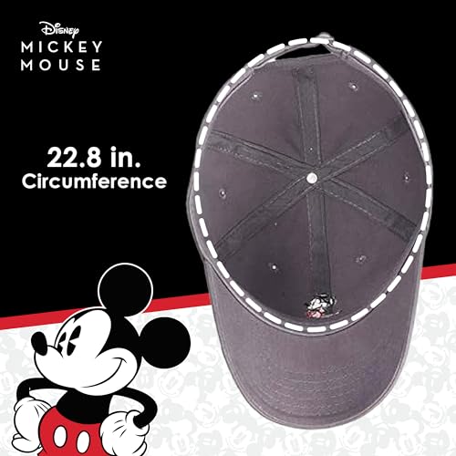 Disney Mickey Mouse Embroidered Cotton Adjustable Dad Hat with Curved Brim - color: Gray