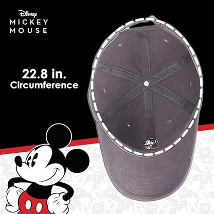 Disney Mickey Mouse Embroidered Cotton Adjustable Dad Hat with Curved Brim - color: Gray