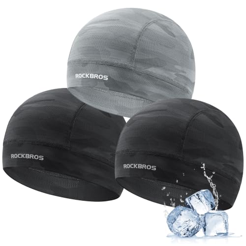 ROCKBROS Helmet Liner Skull Cap for Cycling Motorcycle Men Women Cooling - color: Black*2 & Grey