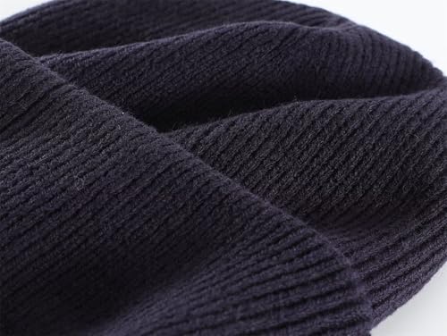 Connectyle Thick Cuffed Beanie for Men & Women Double Layer Knit Winter Hat Acrylic Watch Hat Warm Stocking Skull Cap - color: Navy Blue