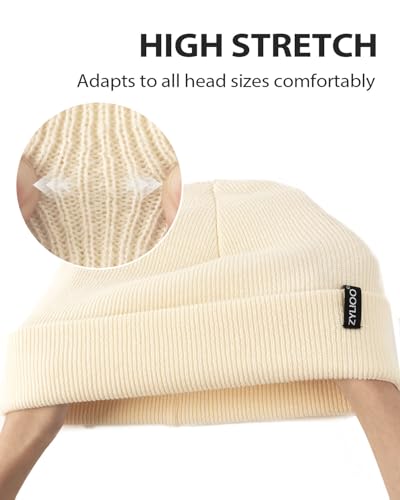 Zylioo XXL Beanie for Men,Big Head Winter Knit Hat,Stretch Warm Skull Cap - color: Beige, size: X-Small-Small