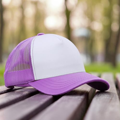 Falari 12 Pack Bulk Wholesale Mesh Trucker Hats 5 Panel and 6 Panel Baseball Caps for Men and Women - color: 5 Panel - Lavender