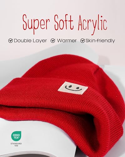 FURTALK Baby Beanie Toddler Winter Hat Boys Girls Kids Warm Knitted Cap - color: Red+yellow, size: 6-36 Months