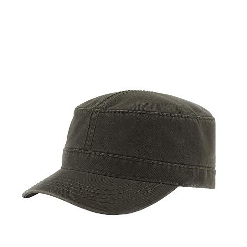 The Vintage Year Heavy Stitch Washed Cotton Cadet Hat Military Army Cap - color: Dark Olive Green Heavy Stitching, size: One Size