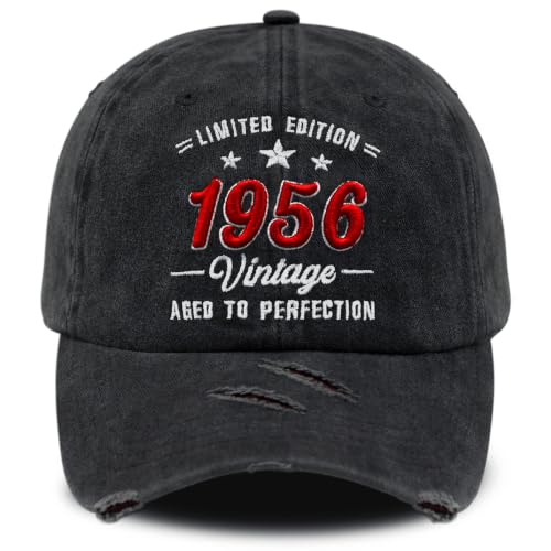 3D Embroidered Birthday Vintage Baseball Cap for Men Women, Washed Distressed Classic Cotton Adjustable Ideal Hat - color: 1956 Year
