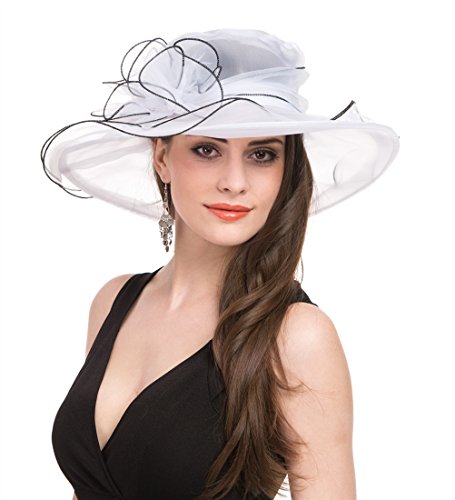 SAFERIN Women's Organza Church Fascinator Bridal Tea Party Wedding Hat - color: Tz-white Black