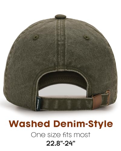 FURTALK Mountain Embroidery Baseball Cap Washed Denim-Style Dad Hat Distressed Unisex Golf Hat - color: Green