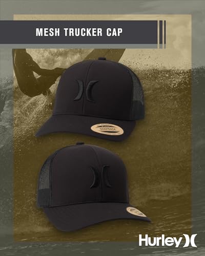 Hurley Mens Cap Del Mar Mesh Panel Trucker Hat with Snap Back - color: Black