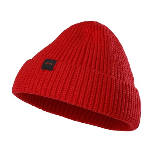 Fisherman Beanie Hats for Men Women,Knit Trawler Skull Cap,Watch Cap,Spring Fall Winter Warm Short Hats - color: (Thick Stretchy)-red-m