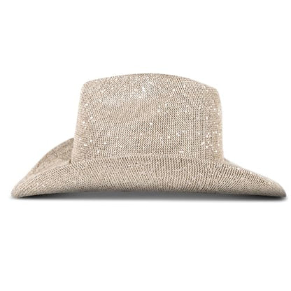 Lucky Brand Women's Straw Cowboy Hat | Rope Design | Western | Style | Fashion | Sun Protection | Breathable - color: Metallic Straw - Champagne