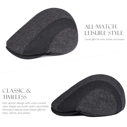 Sumolux Mens Newsboy Cap Winter Beret Hat Cabbie Flat Cap - color: D Grey