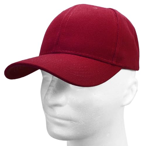 Falari Wholesale Bulk Lot 12-Pack Baseball Cap Adjustable Size Plain Blank Solid Color - color: Burgundy