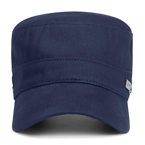 Men's Military Cadet Hat Flat Top Newsboy Cap - color: Navy