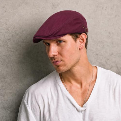 Initlove Mens Newsboy Cap Cotton Ivy Hat Beret Hats for Driving - color: B Wine Red