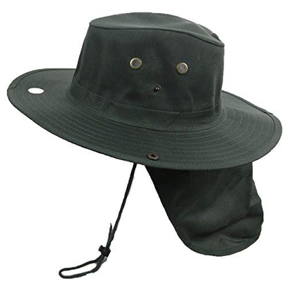 Bucket Sun Flap Hat Cap Fishing Hiking Army Military Snap Brim Neck Cover - color: Dark Olive, size: X-Large