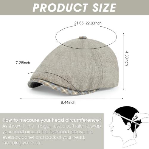Newsboy Cap for Men Adjustable 6 Panel Flat Hat - color: G2#-browngrey