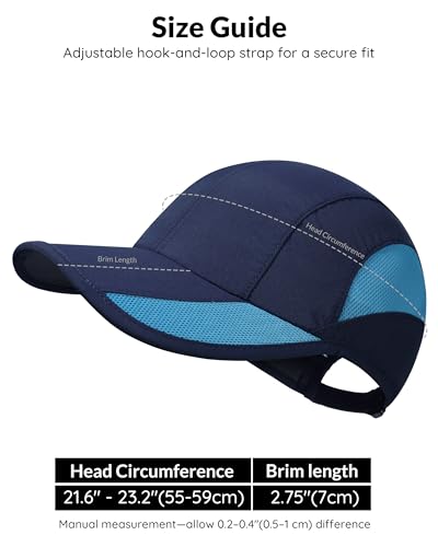 GADIEMKENSD Quick Dry Running Hat, UPF50+, Cooling Breathable Mesh, Water-Repellent, Plain & Packable, Anti-Glare - color: Navy