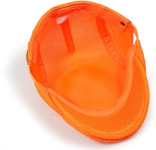 Initlove Mens Mesh Newsboy Cap Breathable Beret Ivy Hat Cabbie Driving Hats for Women - color: Orange