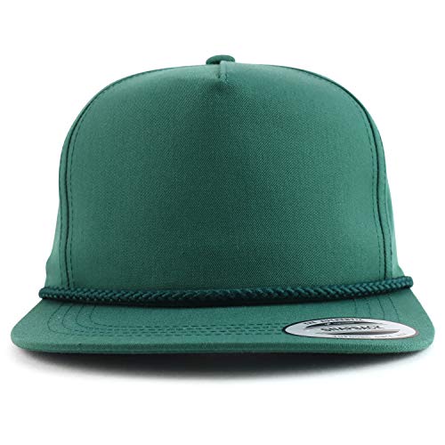 Trendy Apparel Shop Classic 5 Panel Golf Cap Flatbill Snapback Hat - color: Spruce, size: One Size