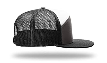 Richardson 168 Hi-Pro 7 Panel Adjustable Snapback Trucker Mesh Back Cap - color: Charcoal/Black/White