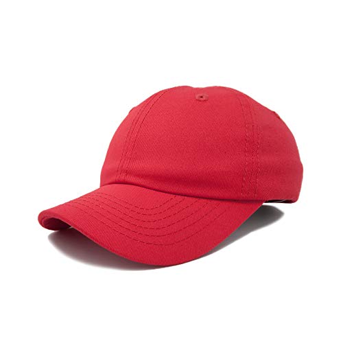 DALIX Baseball Cap Dad Hat Plain Men Women Cotton Adjustable Blank Unstructured Soft - color: Red