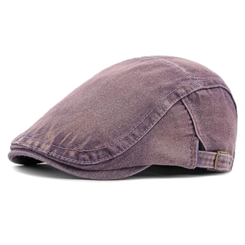 Cotton Newsboy Cap,Breathable Ivy Gatsby Cabbie Beret Hat for Men's Women Driving Hunting Golf - color: Denim Purple