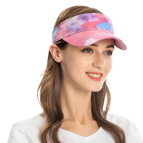ZLYC Print Sports Sun Visors for Women Girls - color: Tie Dyed Pink
