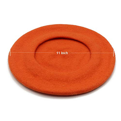 Wheebo Wool Beret Hat,Solid Color French Style Winter Warm Cap for Women Girls Lady - color: Tangerine