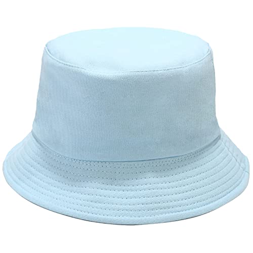 Unisex Bucket Hat Beach Sun Hat Aesthetic Fishing Hat for Men Women Teens, Reversible Double-Side-Wear - color: Light Blue