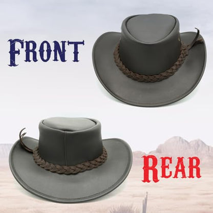 Equine Care Leather Cowboy Hat for Men & Women, Genuine Leather Western - color: Dark Brown, size: 7 1/4-7 3/8