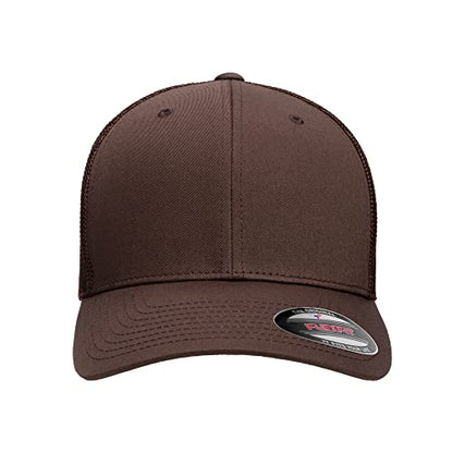 Flexfit 6511 Fitted Mid-Profile Stretchable Mesh Panels Trucker Cap - color: Brown, size: One Size