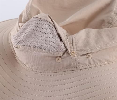 Connectyle Sun Hat for Men Women Outdoor UV Protection Safari Hat for Fishing Hiking Gardening Breathable Cowboy Hat UPF50 - color: Light Khaki