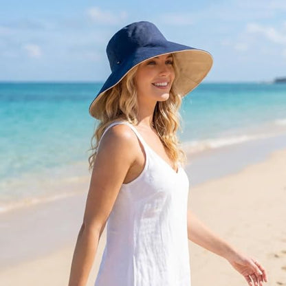 FaroDor Women's Reversible Bucket Hat UV Protection Packable Travel Cap Wide Brim Sun Hats 2026 - color: 3navy Blue
