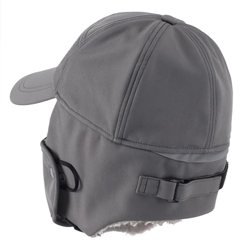 Connectyle Warm Winter Hat with Ear Flaps Mask Cold Weather Outdoor Ski Cap Water-Resistant Baseball Trapper Hat for Men - color: Grey
