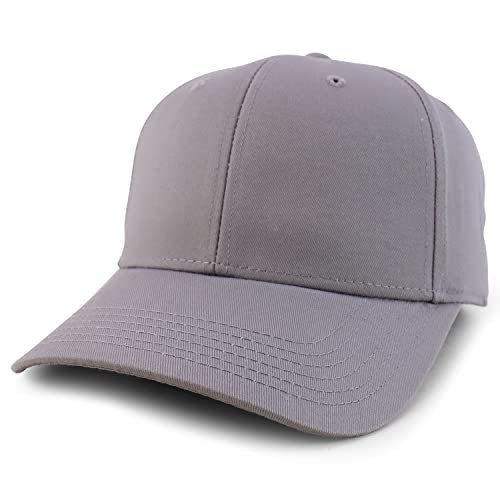 Trendy Apparel Shop High Crown Adjustable Plain Solid Baseball Cap - color: Grey