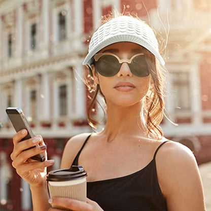 Syhood 3 Pcs Women Sun Visor Hat - color: Black, White, Gray
