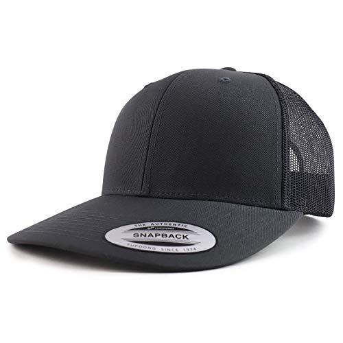 Trendy Apparel Shop Oversize XXL Structured Blank 6 Panel Retro Trucker Mesh Cap - color: Charcoal