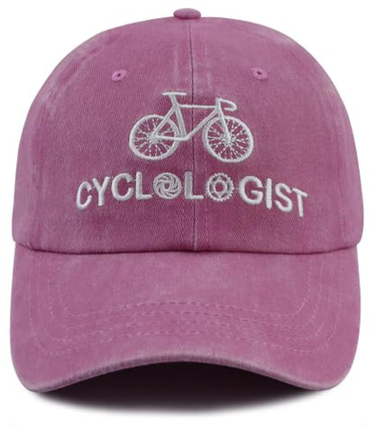 Cyclist Hat for Men Women, Classic Adjustable Cotton Cycologist Embroidered Baseball Cap - color: Pink