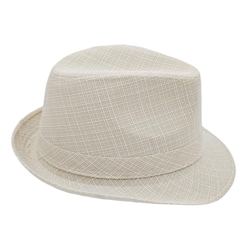 Men's 20s Trilby Fedora Short Brim Panama Hat Unisex Casual Jazz Cap - color: Milk White, size: Large-X-Large