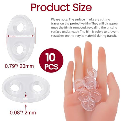 10pcs Acrylic Hat Pom Poms Buttons, 20mm Removable Knitted Hat Button, Oval Hollow Faux Fur Fastener Sewing Accessories for Crochet Knitting Beanies- Clear - color: Clear-B-10pcs