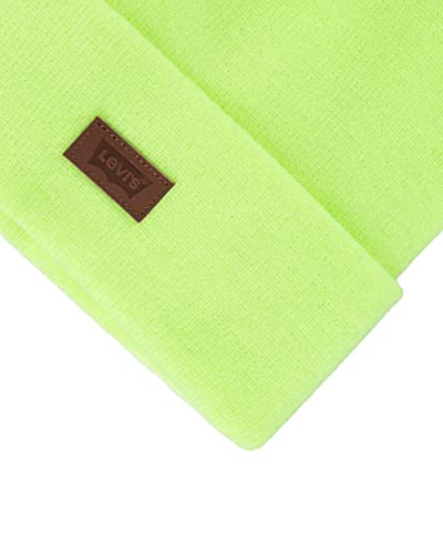 Levi's Mens All-Season Hero Beanie Soft Knit Cuffed Winter Hat, Warm & Comfortable Everyday Style - color: Neon Yellow Solid