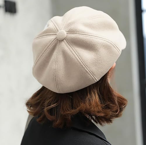 Women Wool-Blend Newsboy-Cap Gatsby Ivy Painter Hat Pageboy Caps - color: Beige