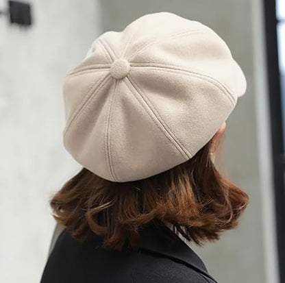 Women Wool-Blend Newsboy-Cap Gatsby Ivy Painter Hat Pageboy Caps - color: Beige